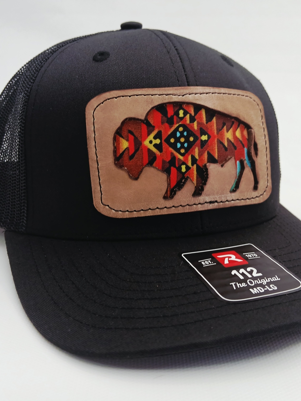 Ranch Ready Black Trucker Hat with Colorful Buffalo Patch